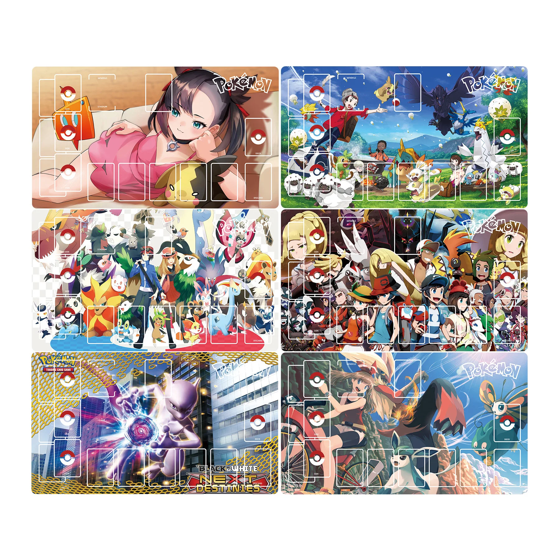 

600X350X2Mm Diy Ptcg Lillie Marnie Card Battle Mat Ptcg Serena Mewtwo Single Player Board Game Card Battle Card Pad Gift Toys