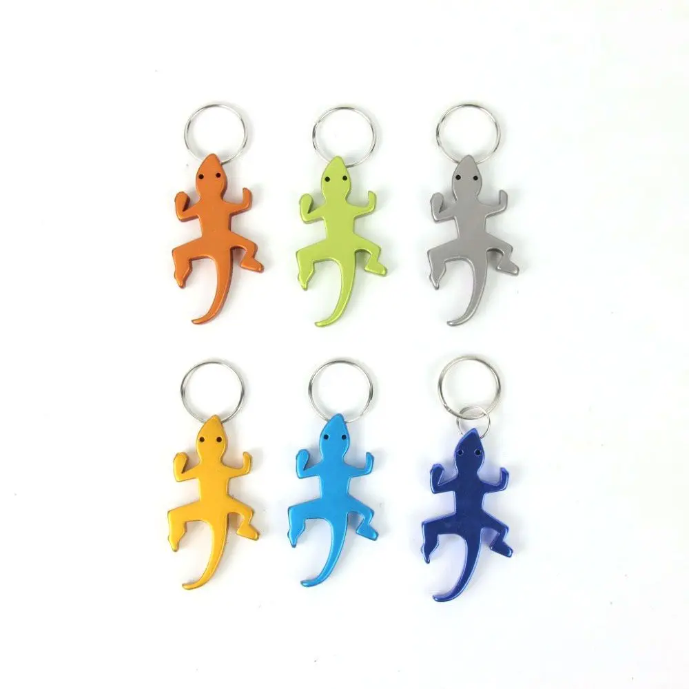 Creative Novelty Keychains Lizard Shape Aluminum Beer Keys Ring Bottle Opener Openers Corkscrew