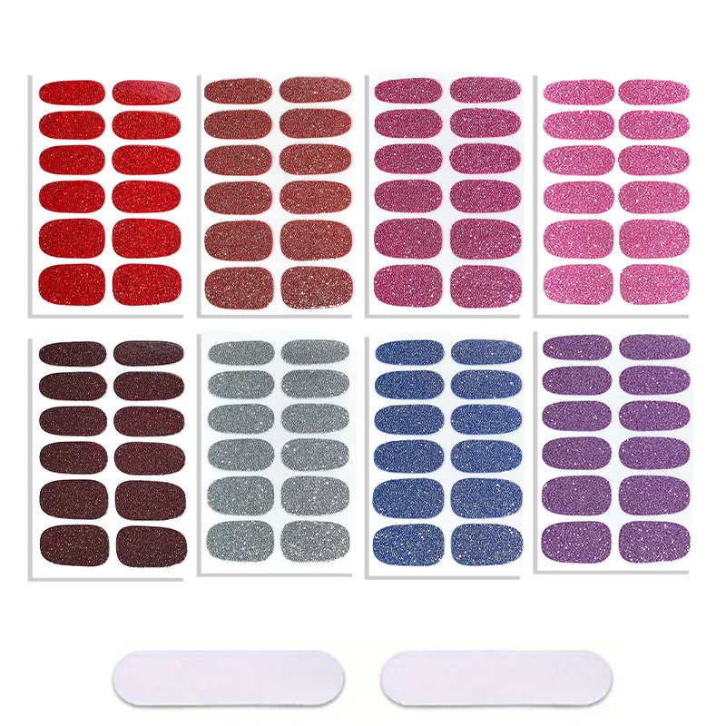 12PCS Cute Kawaii Nail Art Stickers - Pre-Cut Self-Adhesive Waterproof Glitter Nail Decals for Girls, Salon Quality False Nails