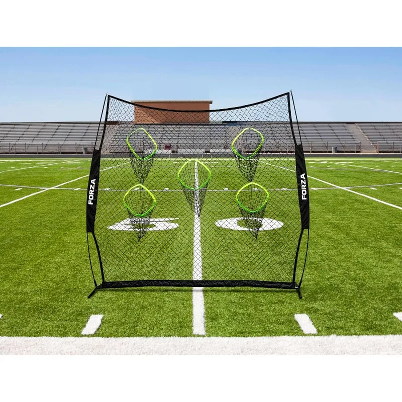 

FORZA Football Quarterback Throwing Net | 8ft x 8ft Quarterback Target Net with 5 Pockets, Portable Practice Net