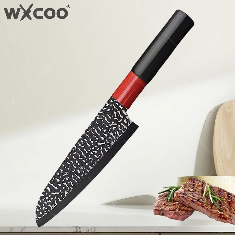 WXCOO Professionelles Küchenmesser Metzgermesser Geschmiedetes Santoku-Messer Kochwerkzeug Edelstahl Fleischbeil Obstschneider