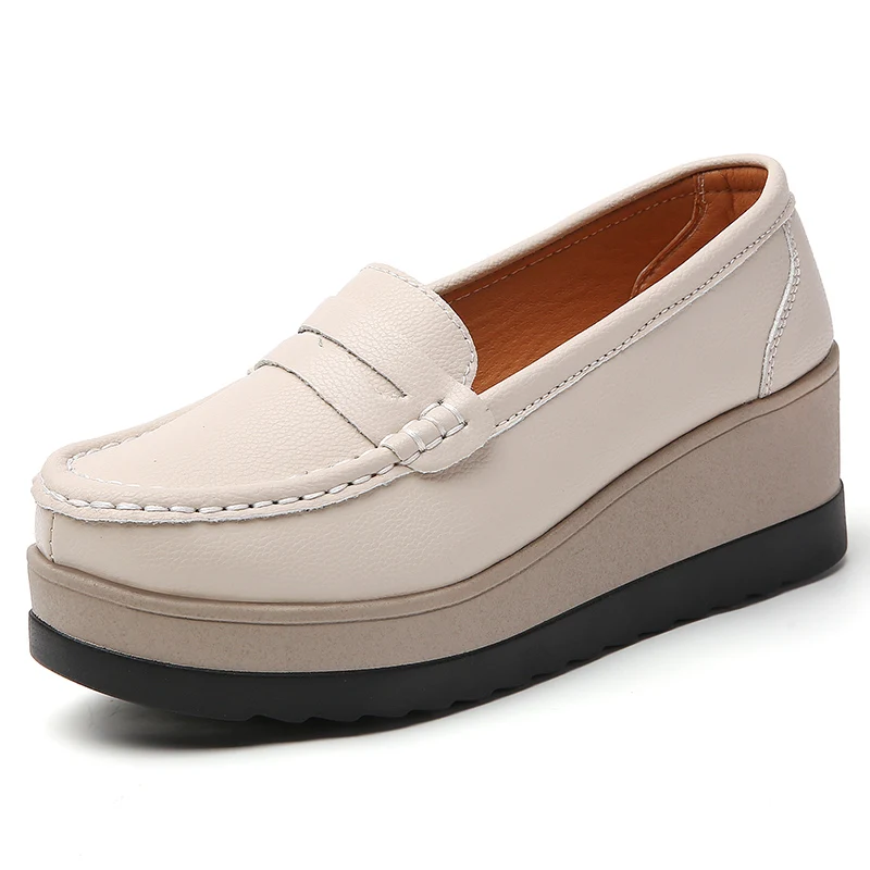 

New women's loafers, wedge heels, casual shoes100% genuine leather, fashionable casual and breathable high-heeled women's shoes