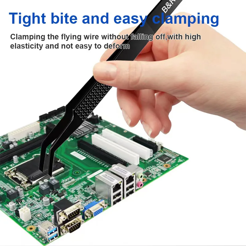 B&R BS-16 High Hardness Precision Chip Planting Tin Tweezers Easy Clamping Mobile Phone Repair Curved Design Forceps
