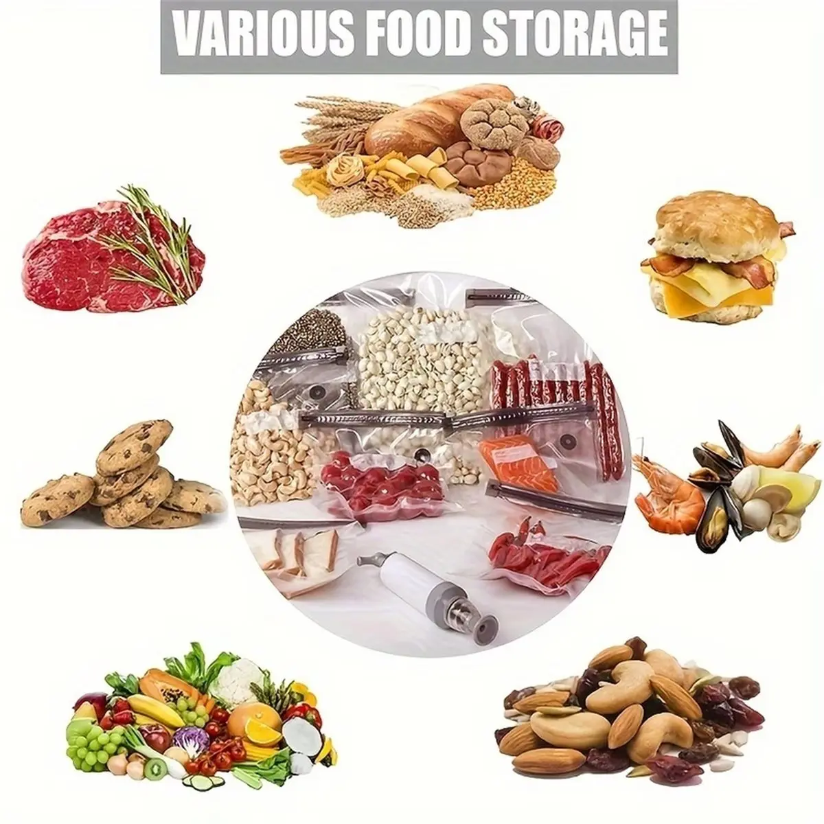 2026 New Food Grade Air Valve, -Keeping Zipper, Sealed Bag,Compressed Bag, Storage Bag, Zipper, Food Vacuum Bag, for Kitchen