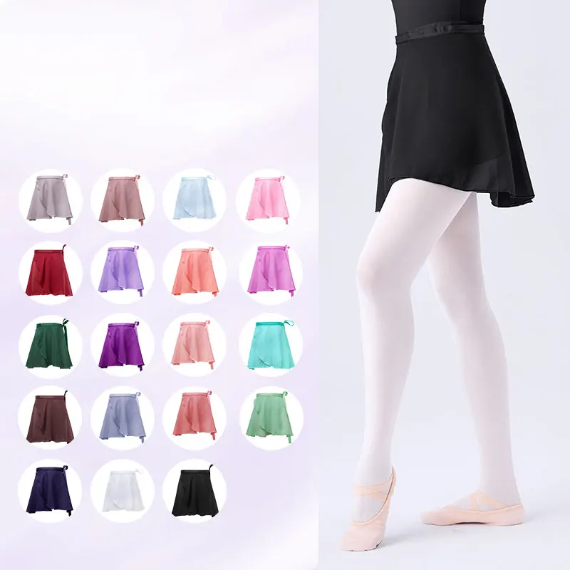 Woman Ballet Skirts WrapTutu Dance Skirt Chiffon Skirts for Girls Tie Up Mini Short Skirt For Dancing 19 Colors