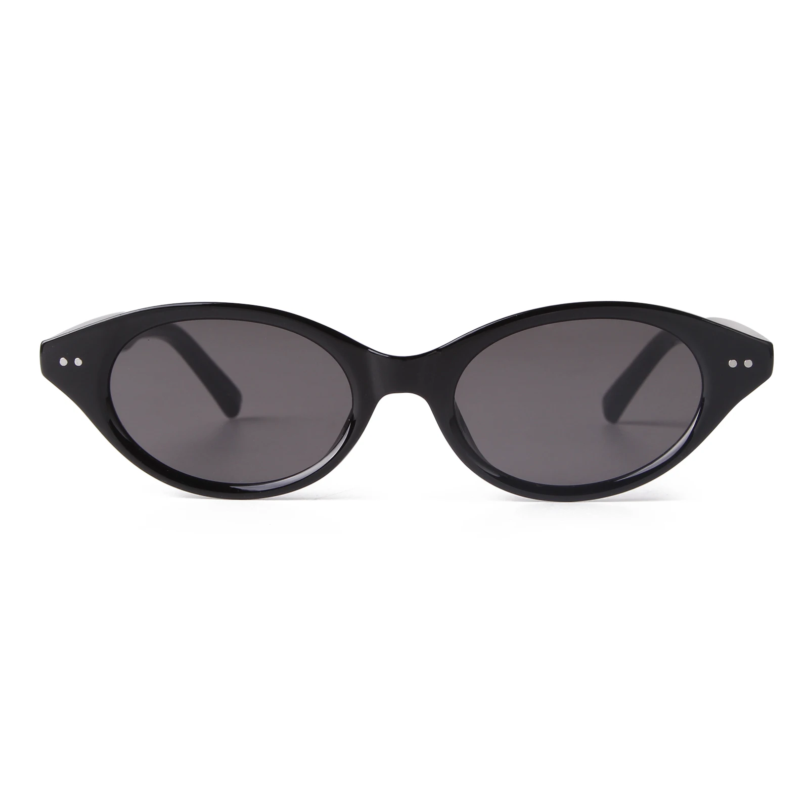 Gray Narrow Cat Eye Women Sunglasses Brand Designer Men Sun Glasses Cateye Rivets Frame Shades Eyewear Female UV Oculos De Sol