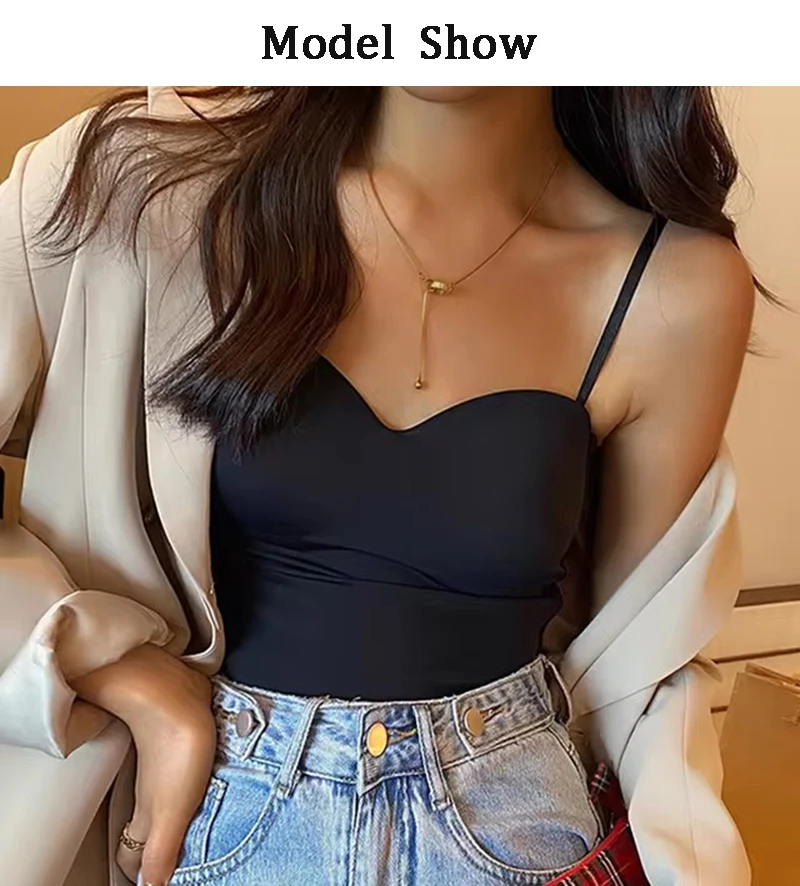Heiße Mädchen Dünne Abschnitt Doppel Straps Einfarbig Hosenträger Innen Sport Weste Sexy Oberbekleidung Boden Schlanke Frauen Crop Tops Bh – Detail 10