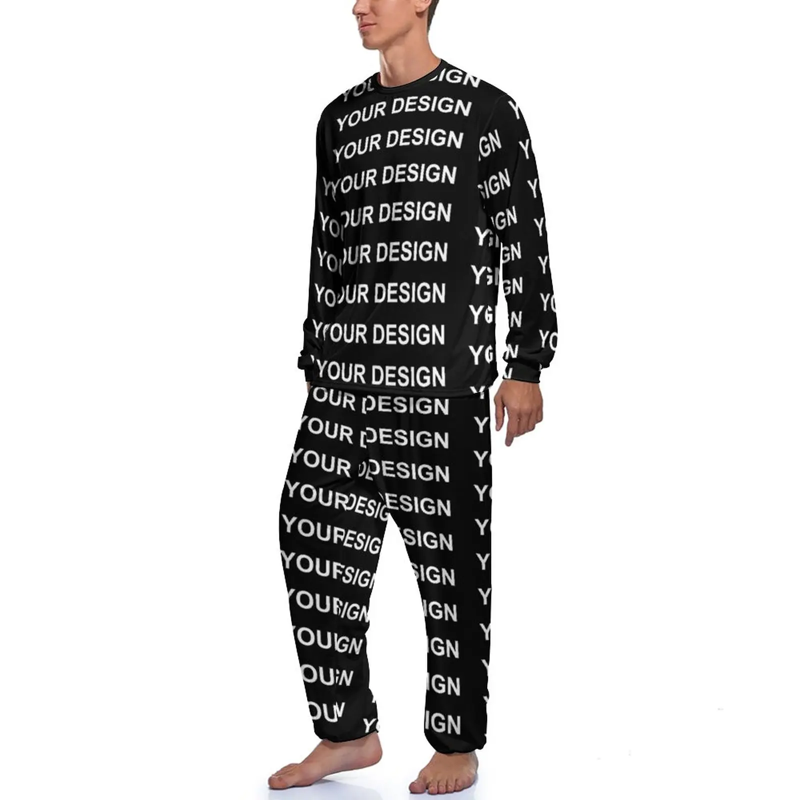 Add Design Customized Pajamas Long Sleeve Custom Made Your Image 2 Pieces Night Pajama Sets Spring Male Custom Fashion Home Suit