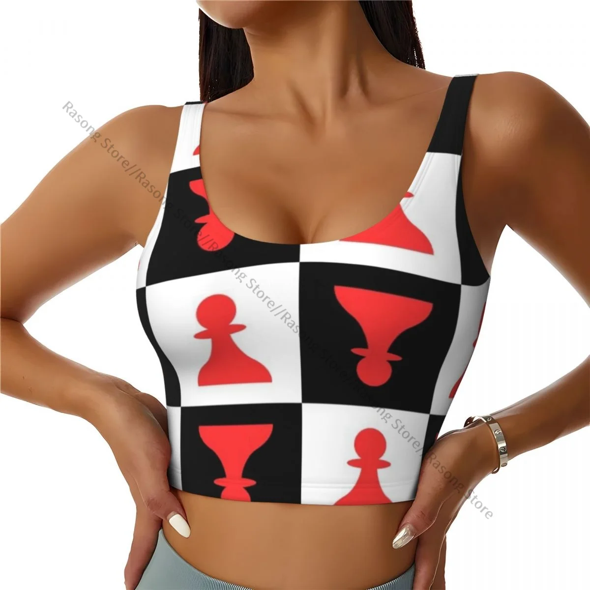 

Women Sexy Sports Vest Chess Pawn Female Streetwear Sport Lingerie Tee Crop Top