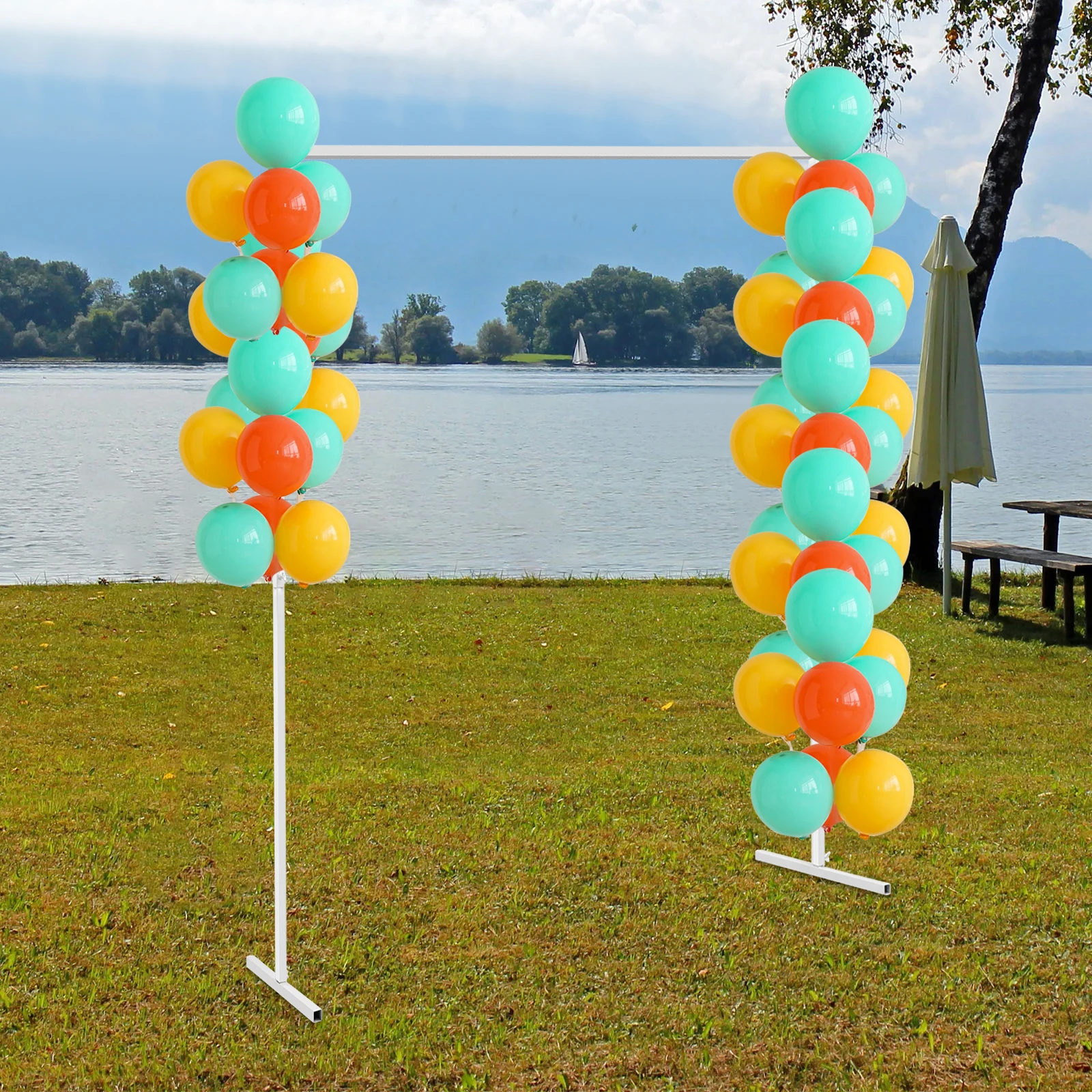 

2x2m White Wedding Decor Arch Stand, Wreath-Style Background Frame, Perfect for Weddings, Parties and Photo Booth Backdrops