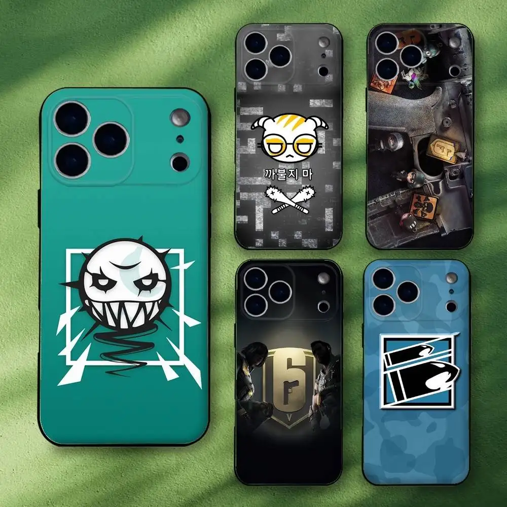 

Game R-Rainbow-S 6 S-Siege Phone Case For iPhone 17,16,15,14,13,12,Pro,Max,Plus,E,SE4,Air,Mini Black Soft Funda