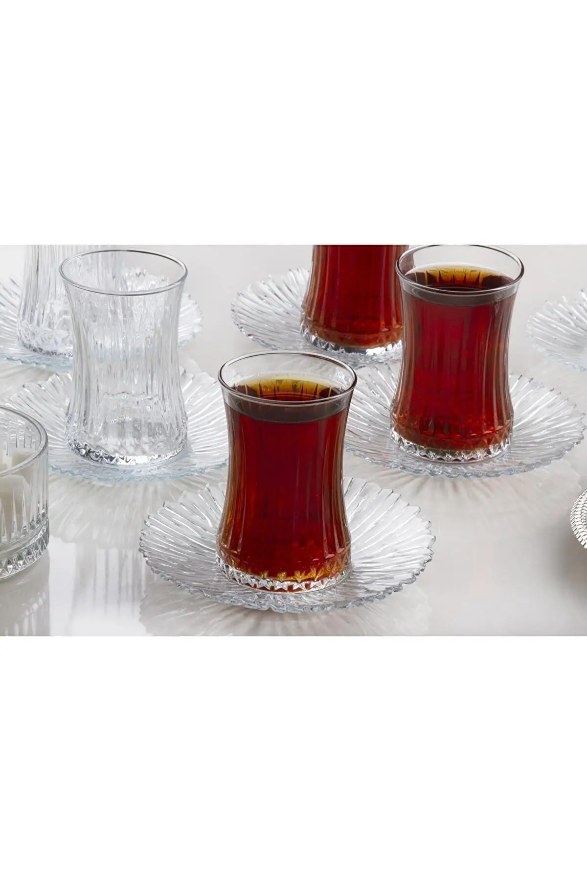 DOLBOVI Vıp Glass custom fiber 12 piece Tea set Turkish Tea Glass Cup