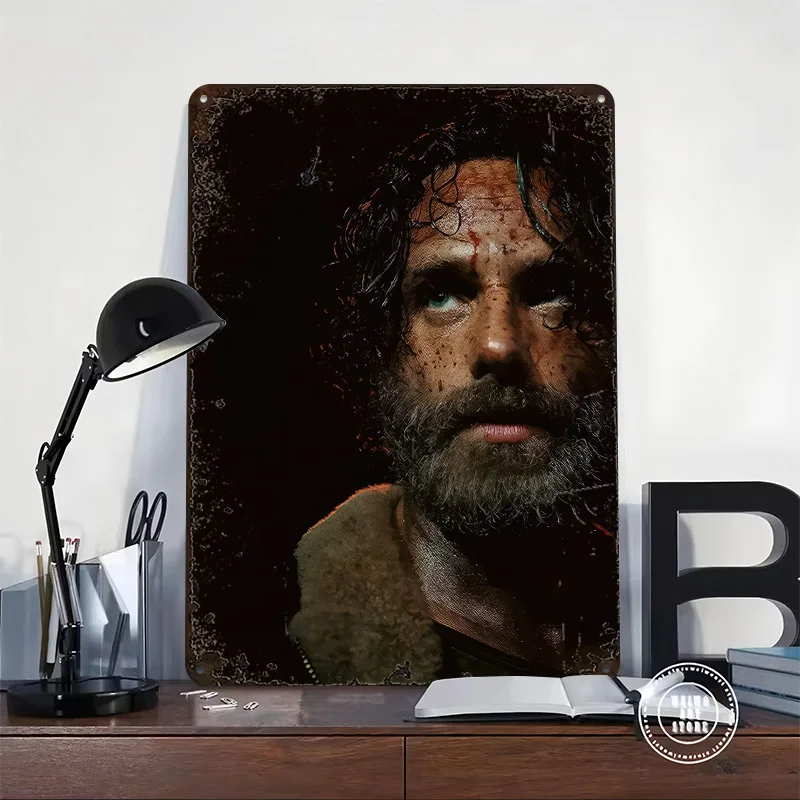 The Walking Dead Rick Grimes Portrait 3D Printed Texture Poster Personalized Wall Art Retro Metal Tin Signs for Room Decorations - view 2