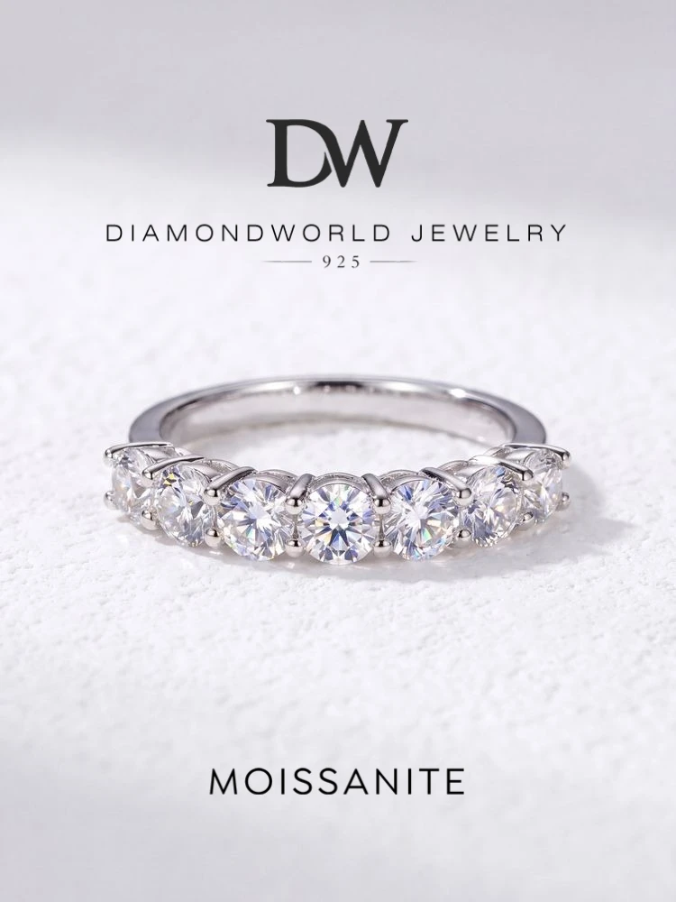DWJ Real Moissanite Ring 925 Sterling Silver Diamond Eternity Band Engagement Wedding Rings for Women Luxury Quality Jewelry