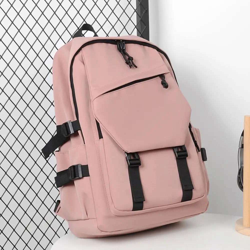 Zaino casual in tessuto Oxford di grande capacità Zaino da viaggio multitasche in tinta unita Borsa per laptop impermeabile per il tempo libero Uomo Donna