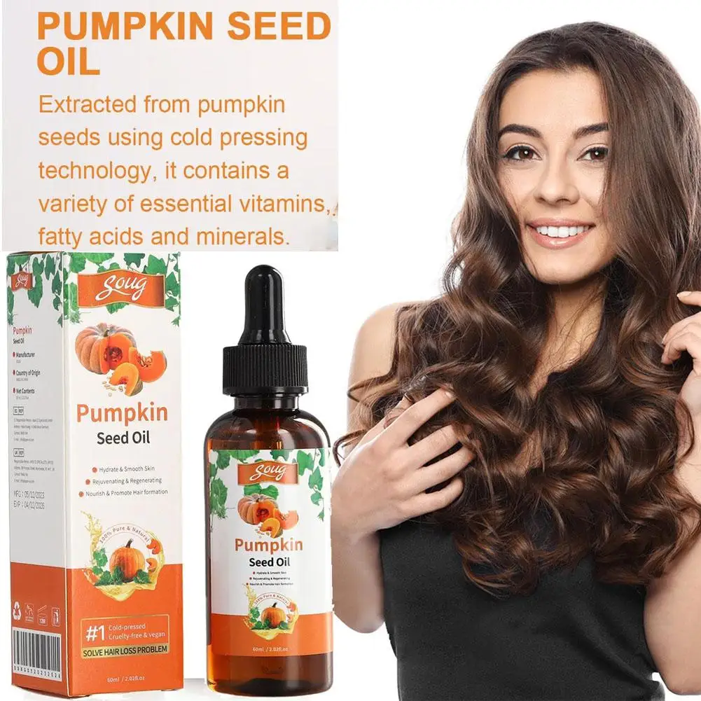 1/3/5PCS Pumpkin Seed Oil For Hair, Natural Organic Pumpkin Seed Oil For Hair & Skin Care, Eyelashes & Eyebrows Oil