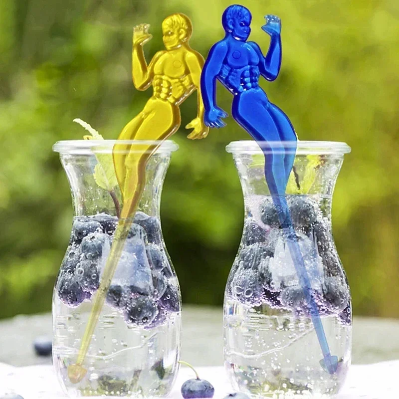 Muscle Man Plastic Cocktail Swizzle Sticks, Drink Stirrer, Coffee Muddler, Puddler,Party Decoration, Night-club, Wine Tea, 10Pcs