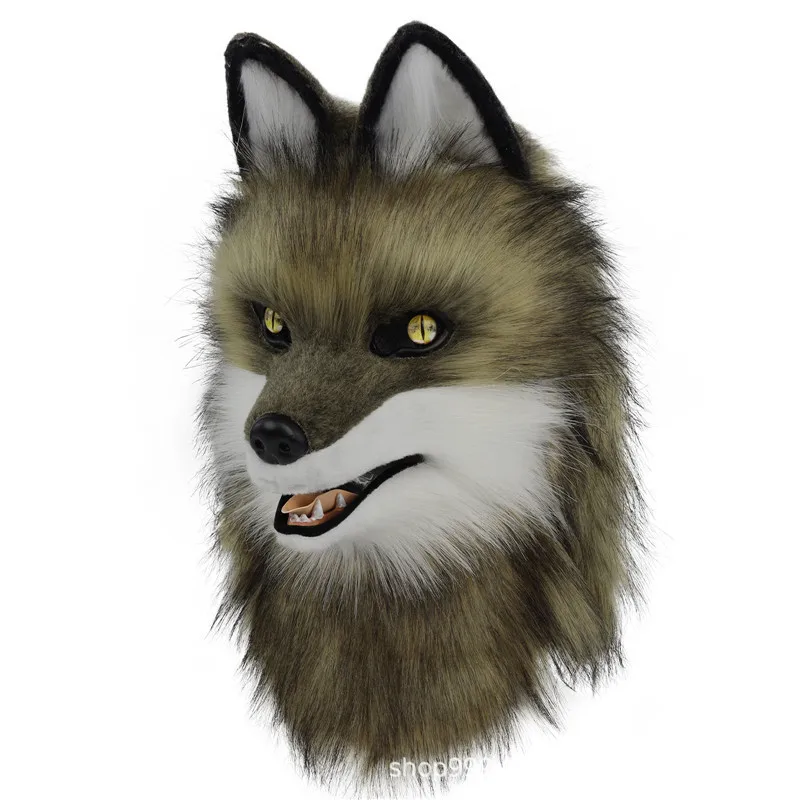 Masque en fourrure de loup Animal, accessoires de Costume de Cosplay, masques Therian à tête complète, accessoires de déguisement de fête Anime, cadeau d'halloween