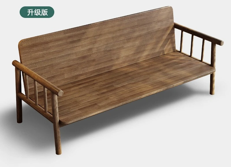 Japanese-style solid wood sofa, small apartment three-person, winter and summer dual-use, removable and washable