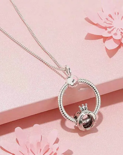 100% 925 Sterling Silver Spring Letter O Pendant pan   Necklace Female