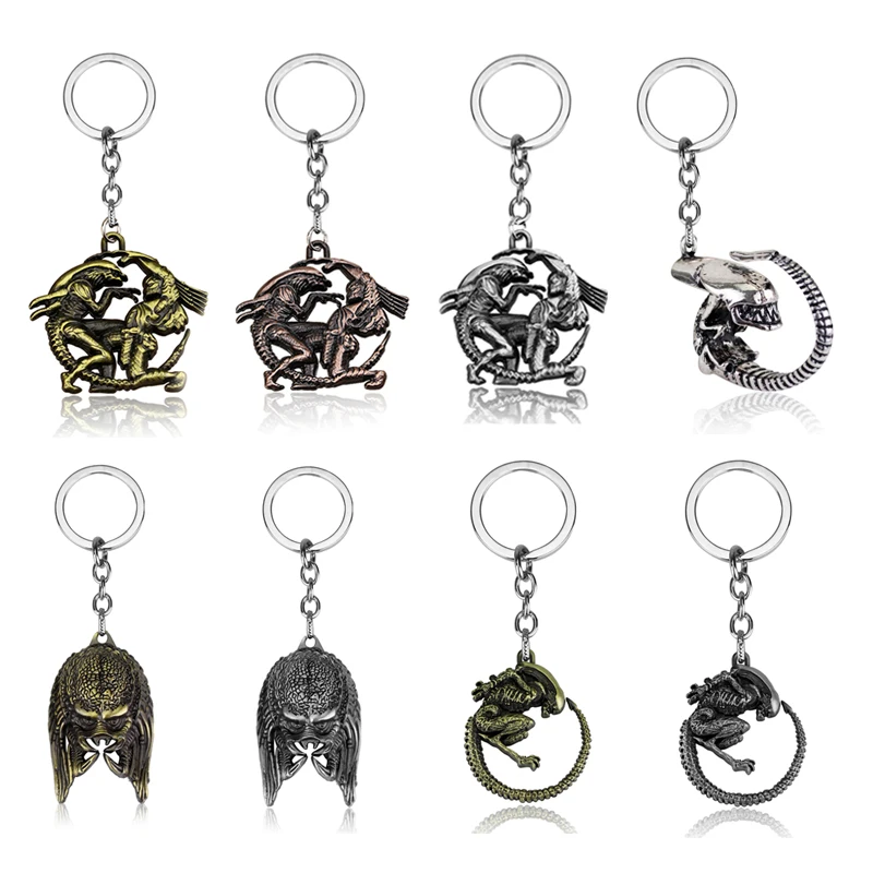 Classic Movie Alien V Predator Keychain Alloy Alien Mask Metal Keyring Men Women Accessories Jewelry Gifts