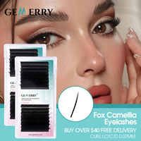 Gemerry Fox Eyelashes Extension LC Curl Camellia Lash Silk Tilted 115° Comic Oblique Flying Style Individual Lashes Makeup Tools