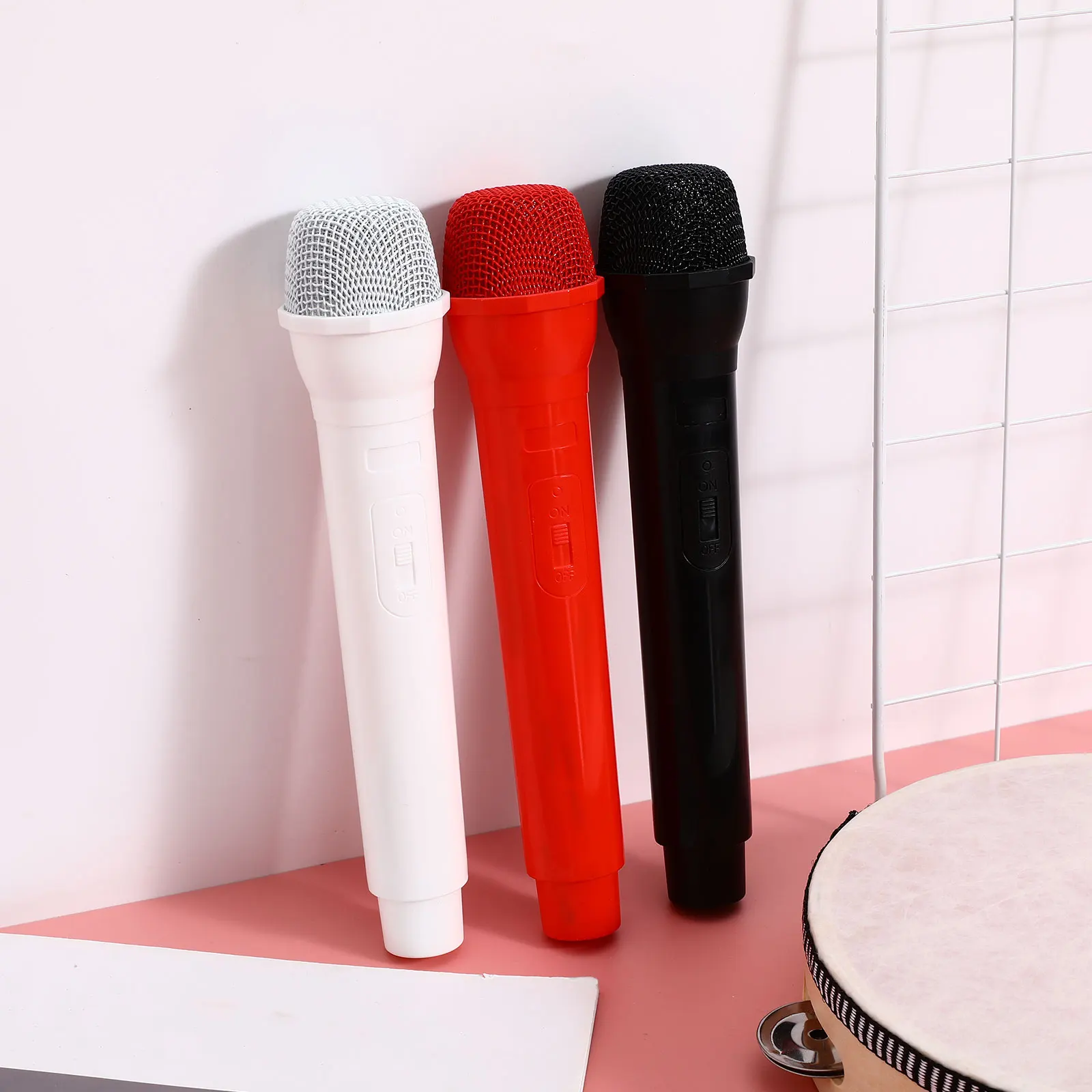 3pcs Realistic Children's Microphone Props Plastic Speech Pretend Stage Faux Toy Musical Instrument Lightweight