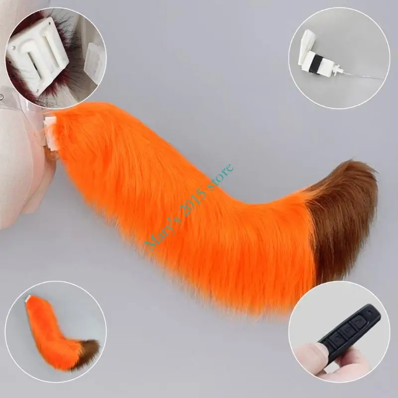 Electric Wolf Foxes Cats Tail Remote Control Wagging Tail Halloween Christmas Fancy Dress Party Costume Props for Adult Kids