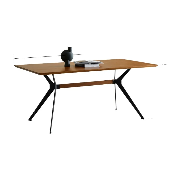 Medieval industrial style Nordic solid wood dining table combination small household square dining table