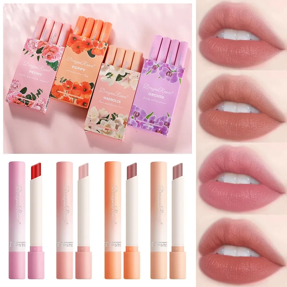 4pcs/set Portable Matte Velvet Cigarette Lipstick Set Waterproof Moisturizing Lip Gloss Long Lasting Smoke Lip Stick Women