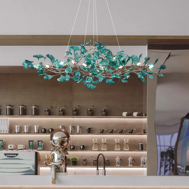 

Light luxury Staircase Large Chandelier Villa Duplex Designer Empty Lobby Apartment Jumping Floor Long Hanging Light Fixture