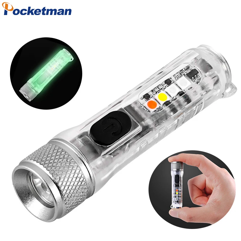 USB Rechargeable Multi-functional Flashlight Super Bright Waterproof Torch Portable Keychain Lights Mini Flashlights