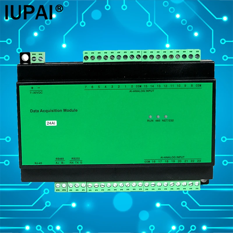 Entrée analogique Mulhouse IO Tech, contrôleur industriel, compatible avec Modbus RTU, 24 canaux, 0-20mA, 4-20mA, 0-10V, 24AI