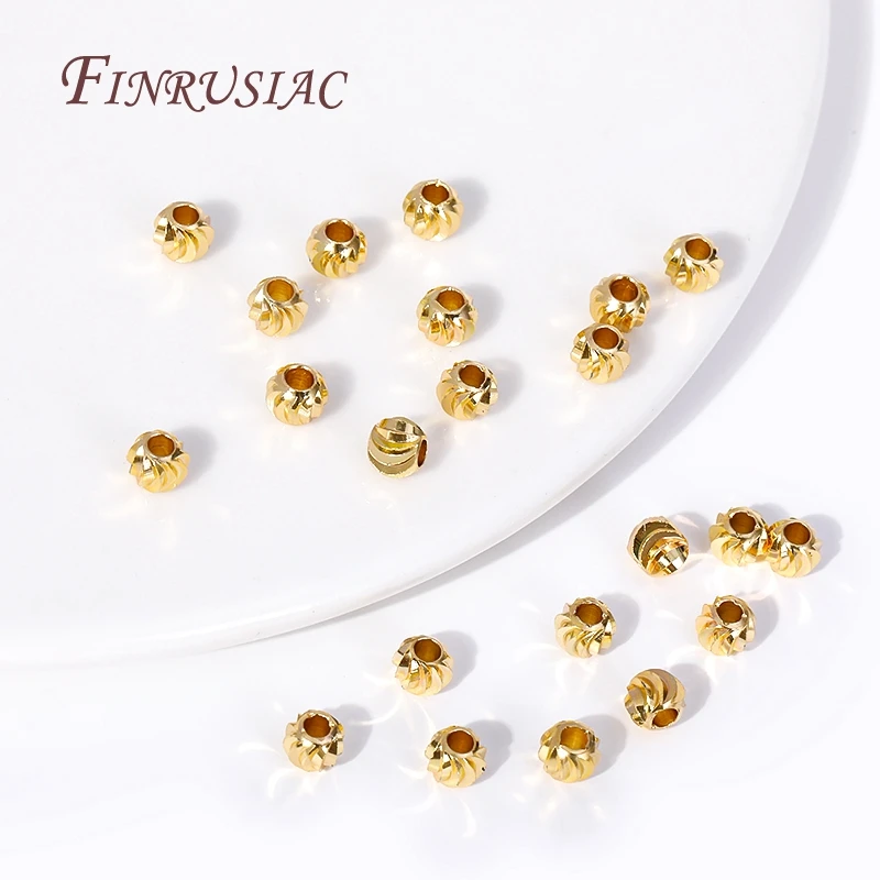 5 Sizes Round Spacer Beads 18K Gold Plated Brass Metal Beads Cut Pattern Separators Beads For DIY Handmade Jewelry Accessories