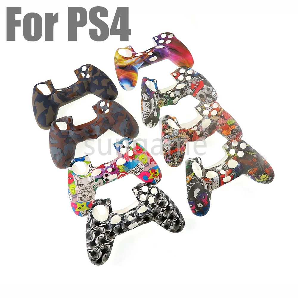 10pcs Water Transfer Printing Silicone Case for PS4 Controller Protection Skin Gamepad
