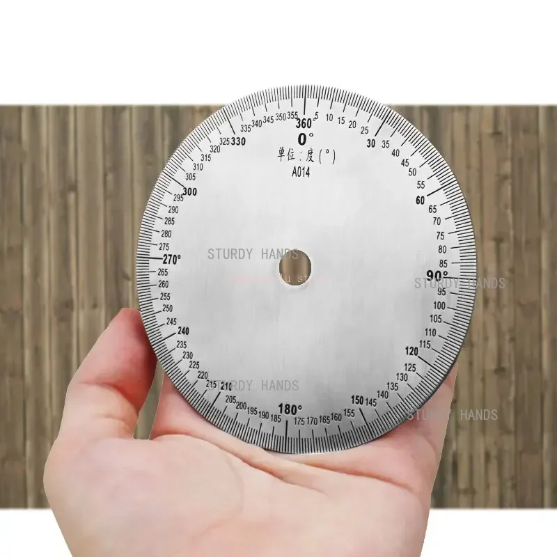 1pc Dial stainless steel Angle dial 360 degree protractor round accessories 90x8x2mm