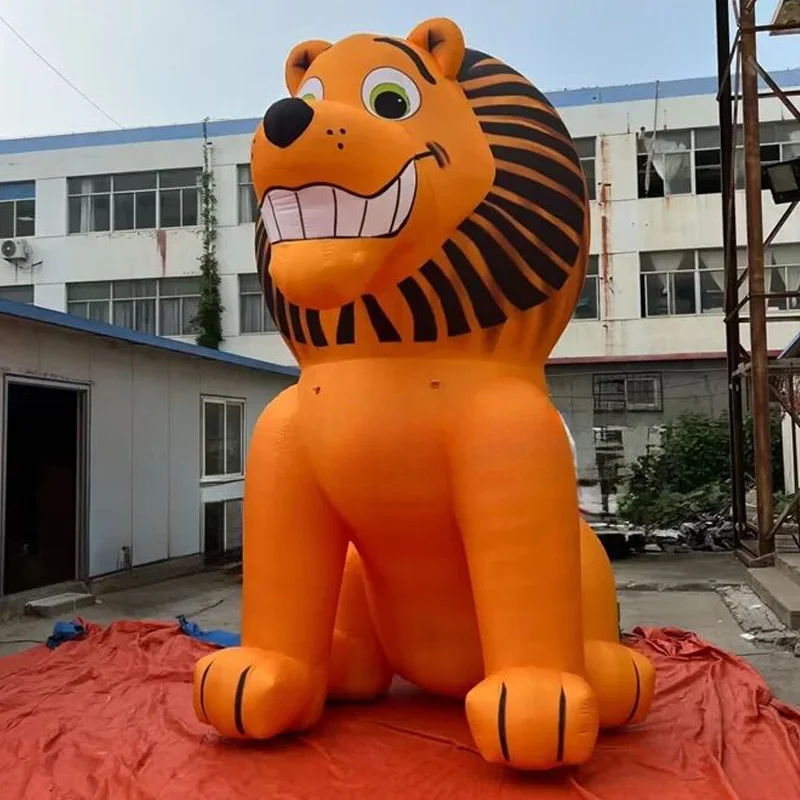インフレータブルライオン、送風機付き動物型エアモデル、屋外広場やショッピングモールの大規模イベント装飾小道具