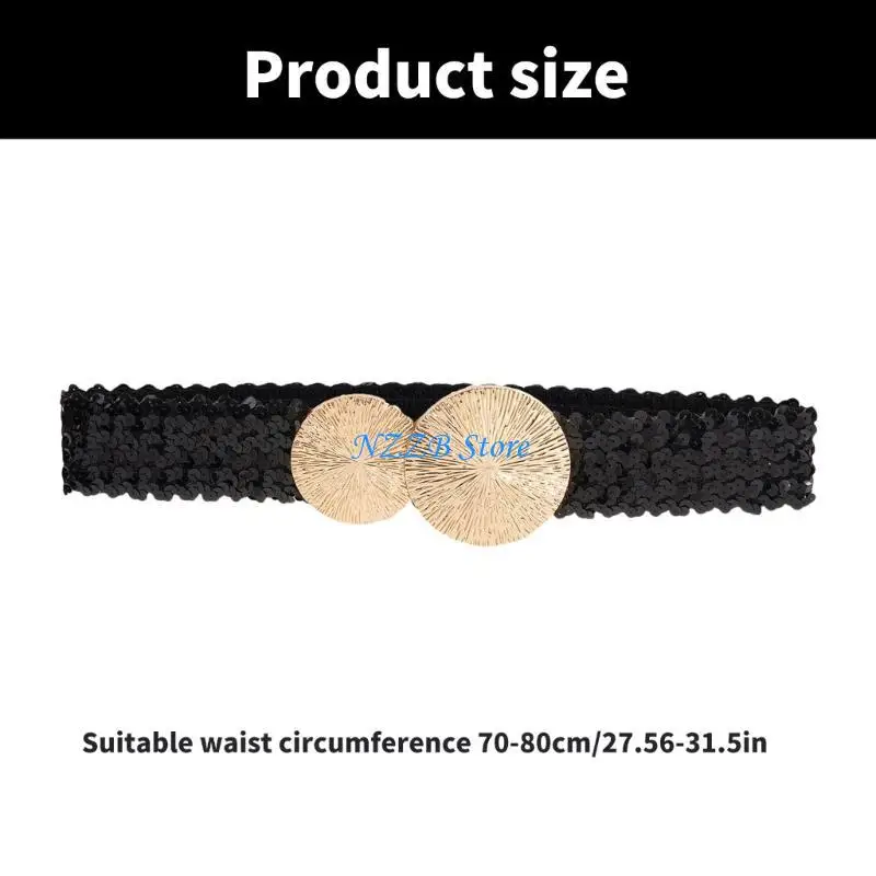 T21F حزام لامع مشد مرن حزام أنيق مطرز بالترتر لفستان السهرة #6