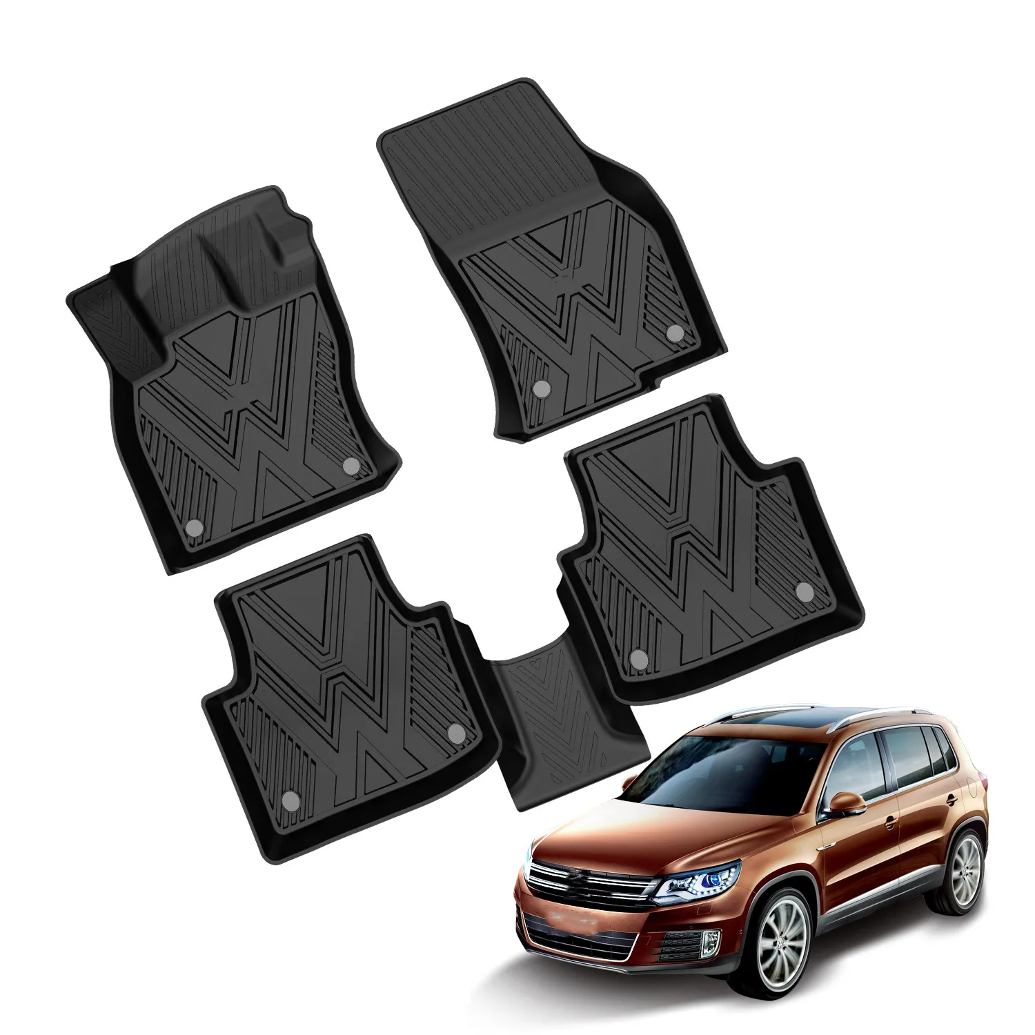 Hot Sale TPE Car Floor Mats For Volkswagen Tiguan L 2017 2018 2019 2020 2021 VW Flexible Healthy Rubber Foot Carpets Liner