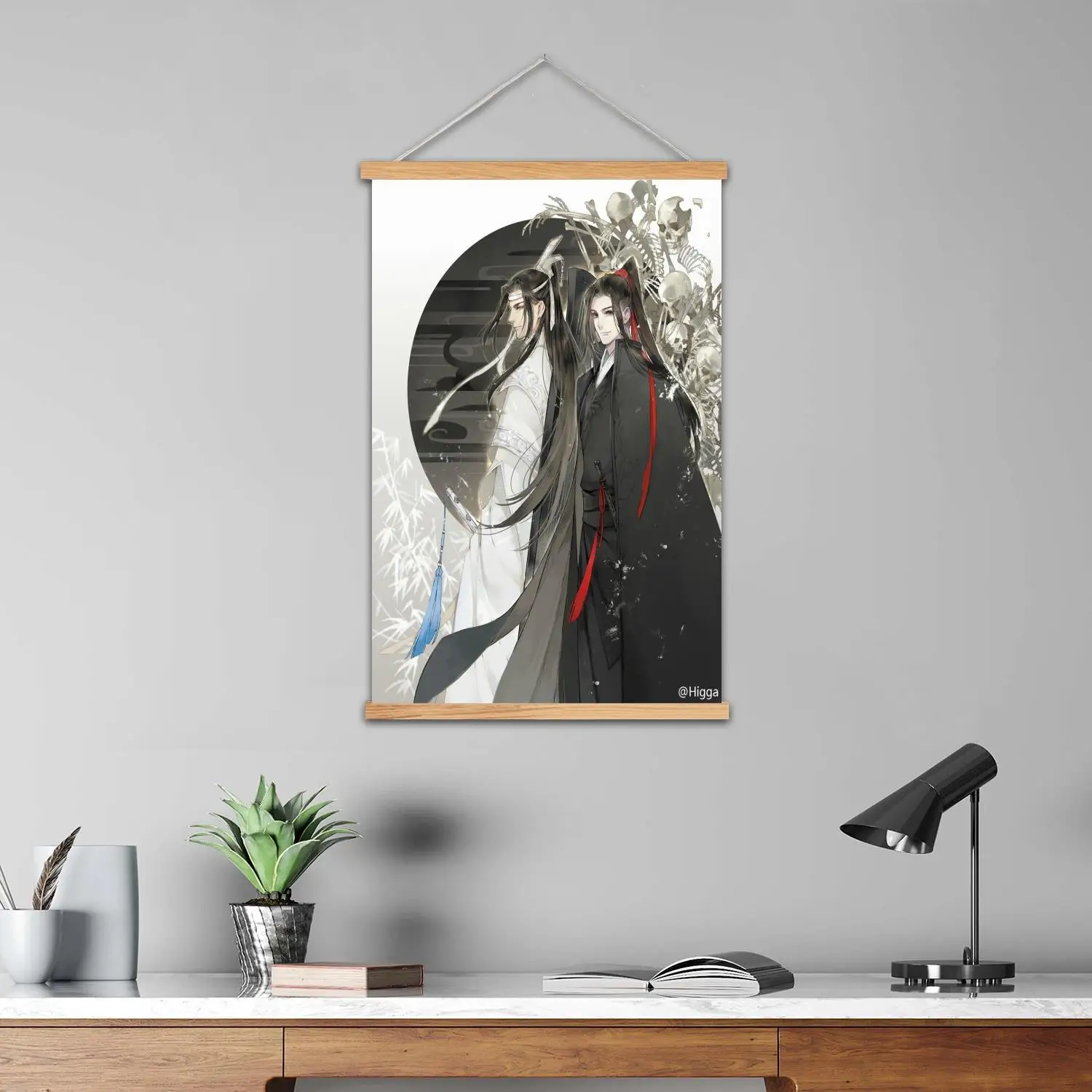 لوحة جدارية مؤطرة من ma dao zu Shi ملصق فني على القماش وفن جداري، عائلة حديثة، ديكور غرفة النوم، ملصقات، لوحة زخرفية