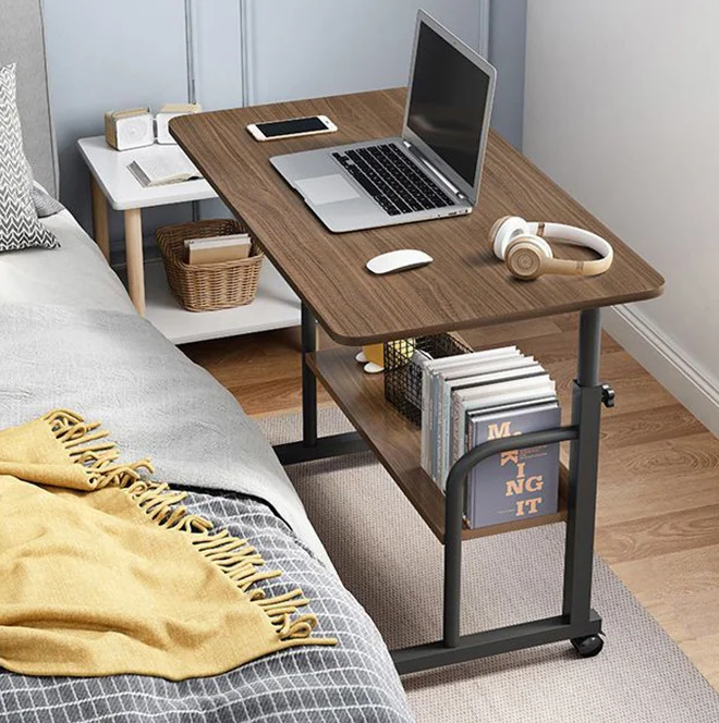 *Factory Sale  MDF Wooden Beside Table Bedroom &  Office Mobile Office Desk Metal Leg Adjustable  Home Furniture