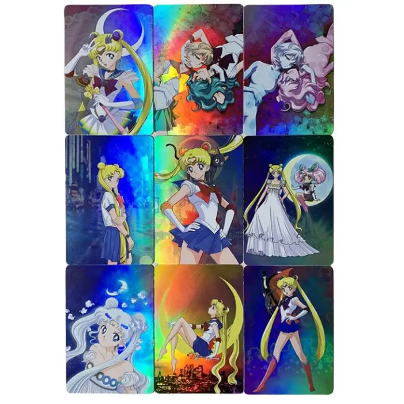 Sailor Moon Flash Card Action Figure, Tsuk37, Usagi, Chibiusa, Aino, MinCabo, PerConsiderSeries, Anime Collection, DIY, 9 feuilles