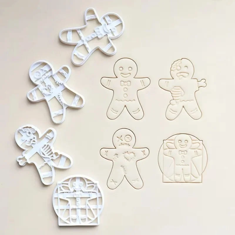 1-3pcs Halloween Gingerbread  Skull Cookie Cutter Christmas Plastic Skeleton Biscuit Mold Fondant Pastry Cartoon Cake Decoration