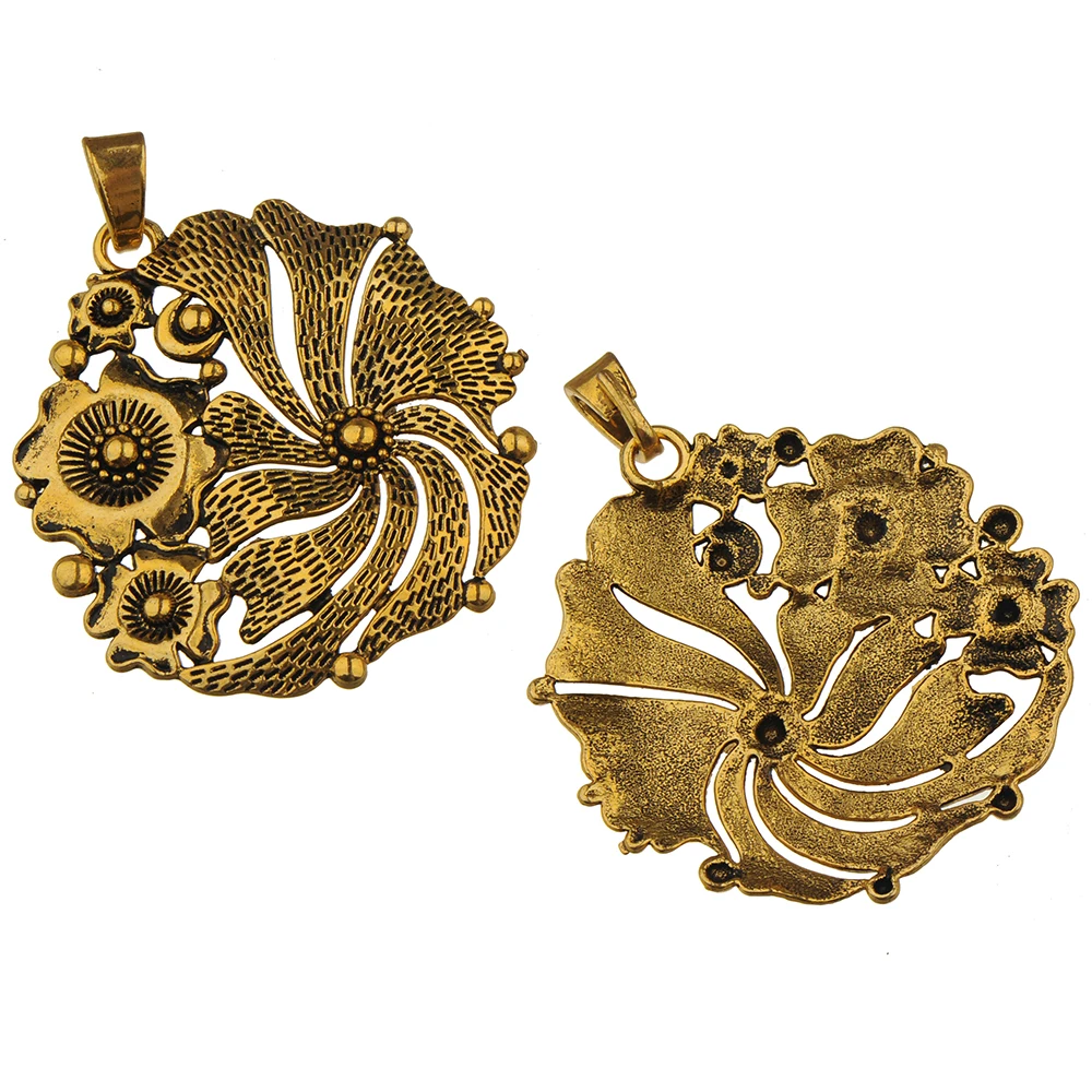 4pcs Creating Jewelery Pendants For Woman Necklaces Male Suspension DIY Chains Cords Large Gold Flower Metal Fittings Pendulum