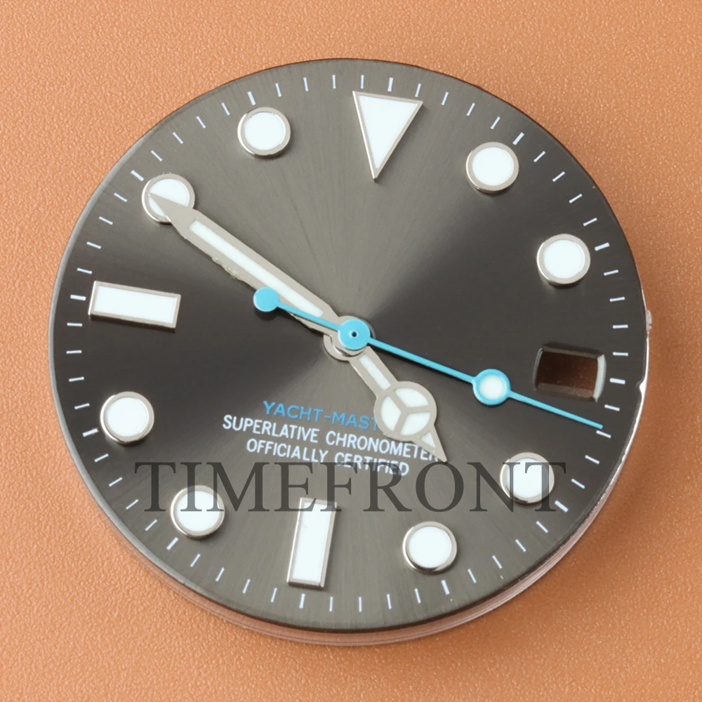 28,5mm NH35 Zifferblatt Fit Yacht-Master Blau Leuchtend Edelstahl Für Seiko NH34 NH35 NH36 NH38 Bewegung Zifferblatt uhren Teile – Detail 11