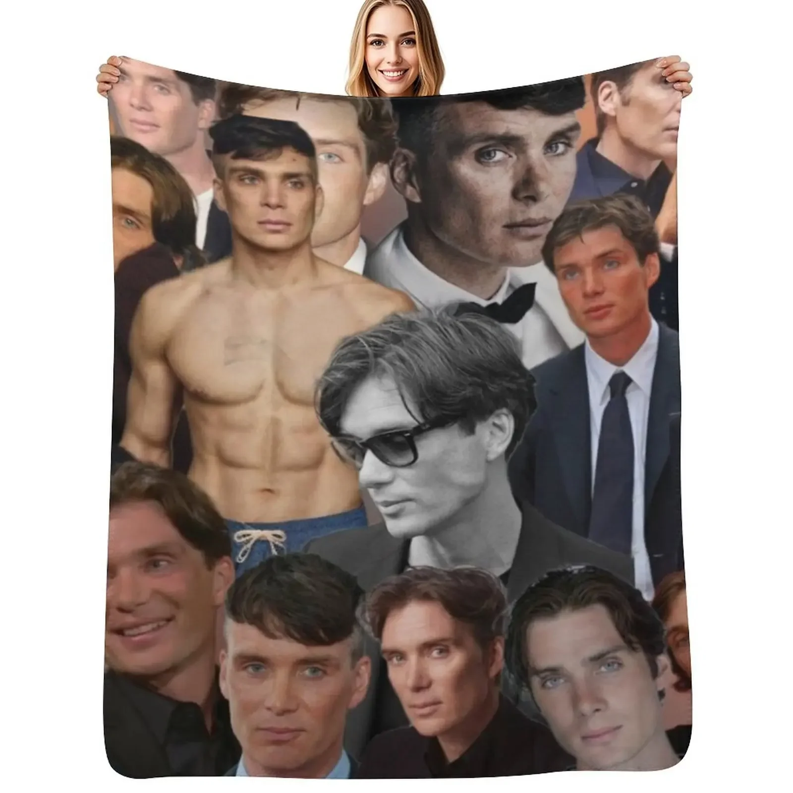

Cillian Murphy photo collage Throw Blanket valentine gift ideas Stuffeds funny gift Blanket