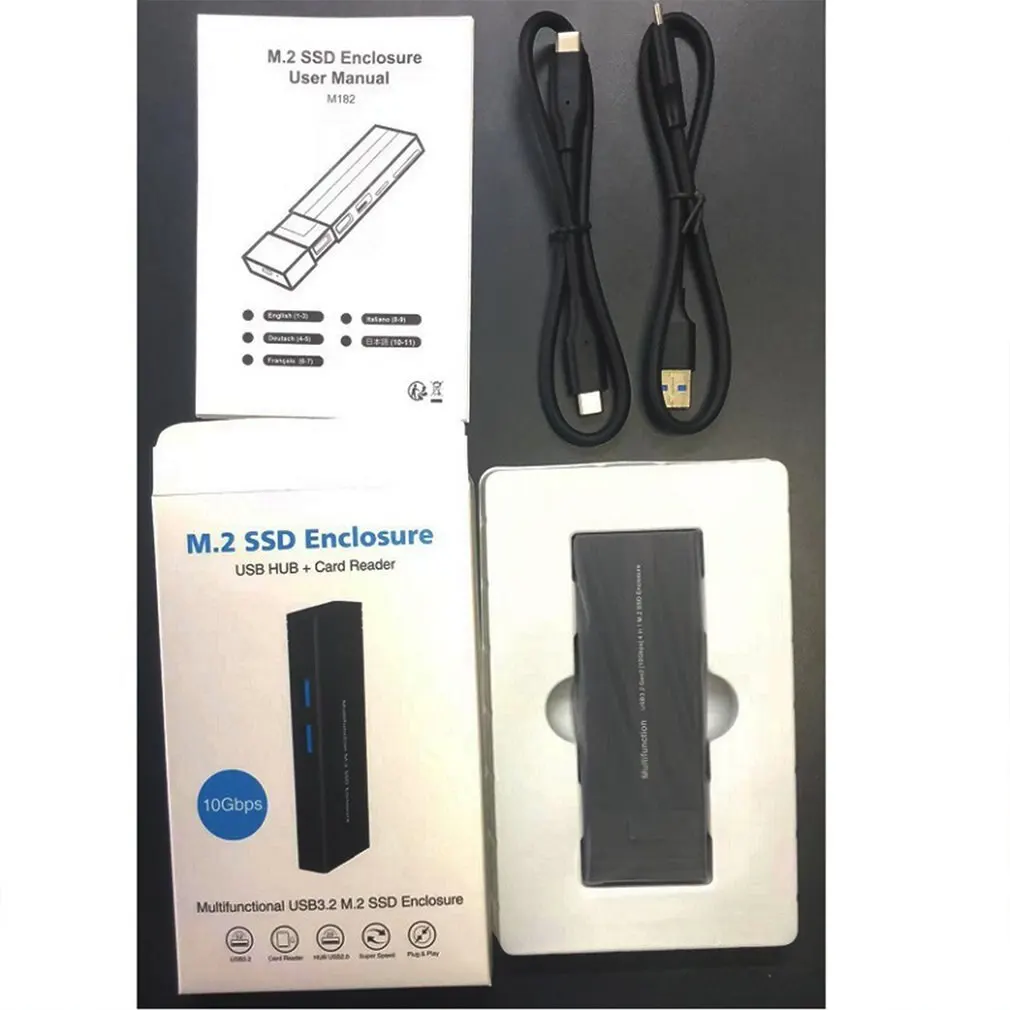 USB3.1 Hub صندوق القرص الصلب المحمول TypeC SATA/NVME بروتوكول مزدوج لا يتطلب سائق متوافق مع حاوية القرص الصلب دروبشيبينغ