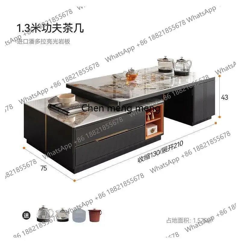 N138  Rock Integrated Coffee Table Light Luxury Modern Multi-functional Coffee Table TV Watch Living Room Furniture Tavolo Basso