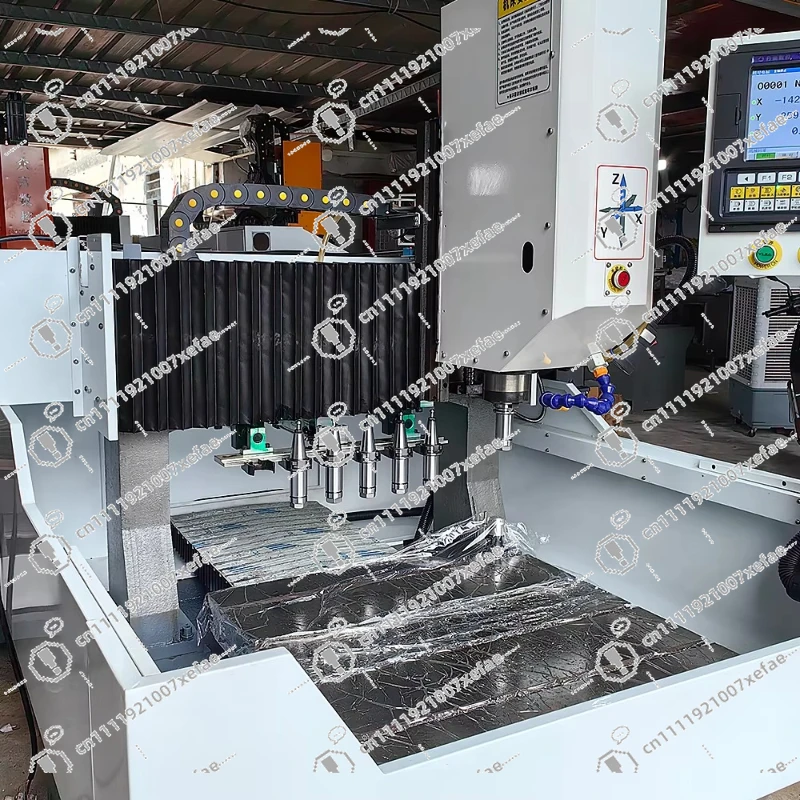 Low-cost fully cast three-axis CNC milling machine for drilling, tapping and milling steel and aluminum materials