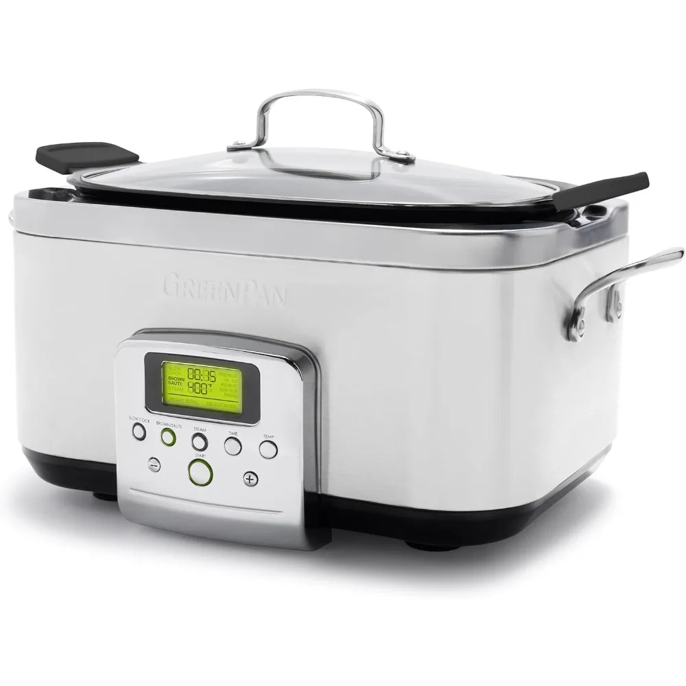 Elite 8 - in -1 Programmable 6QT Electric Slow Cooker, Dishwasher Safe Lid & Removable Crock, PFAS-Free Healthy